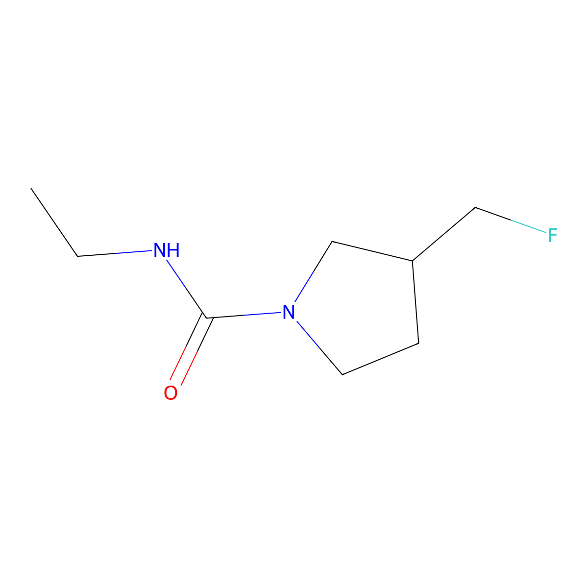 N-ethyl-3-(fluoromethyl)pyrrolidine-1-carboxamide molecular structure, CAS 2097937-10-3