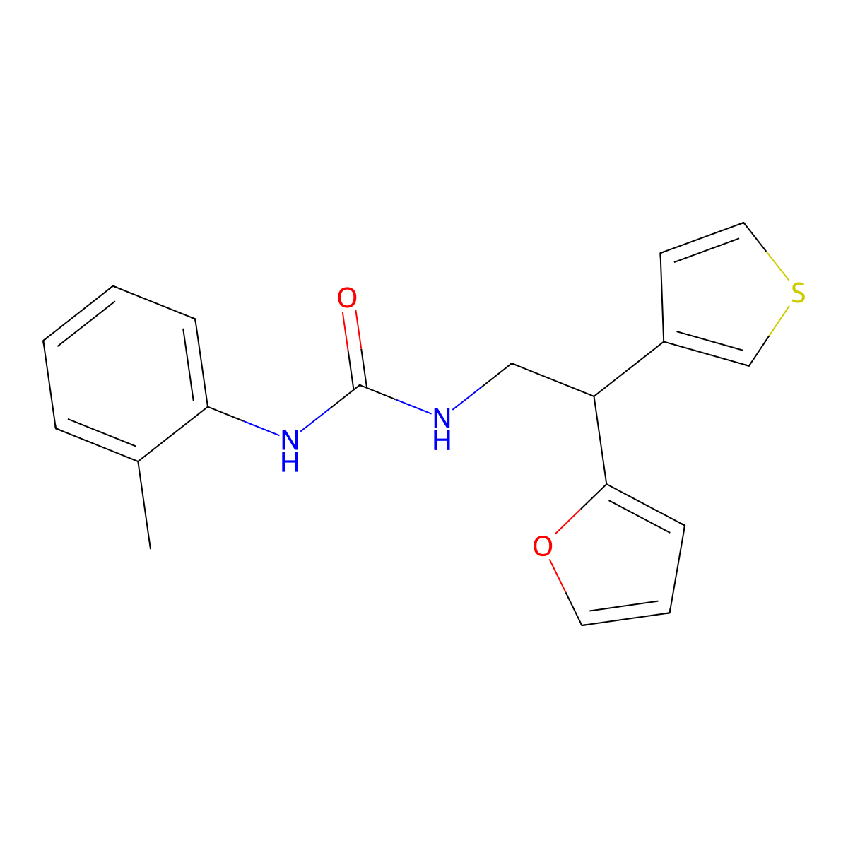 3-[2-(Furan-2-yl)-2-(thiophen-3-yl)ethyl]-1-(2-methylphenyl)urea molecular structure, CAS 2097937-15-8