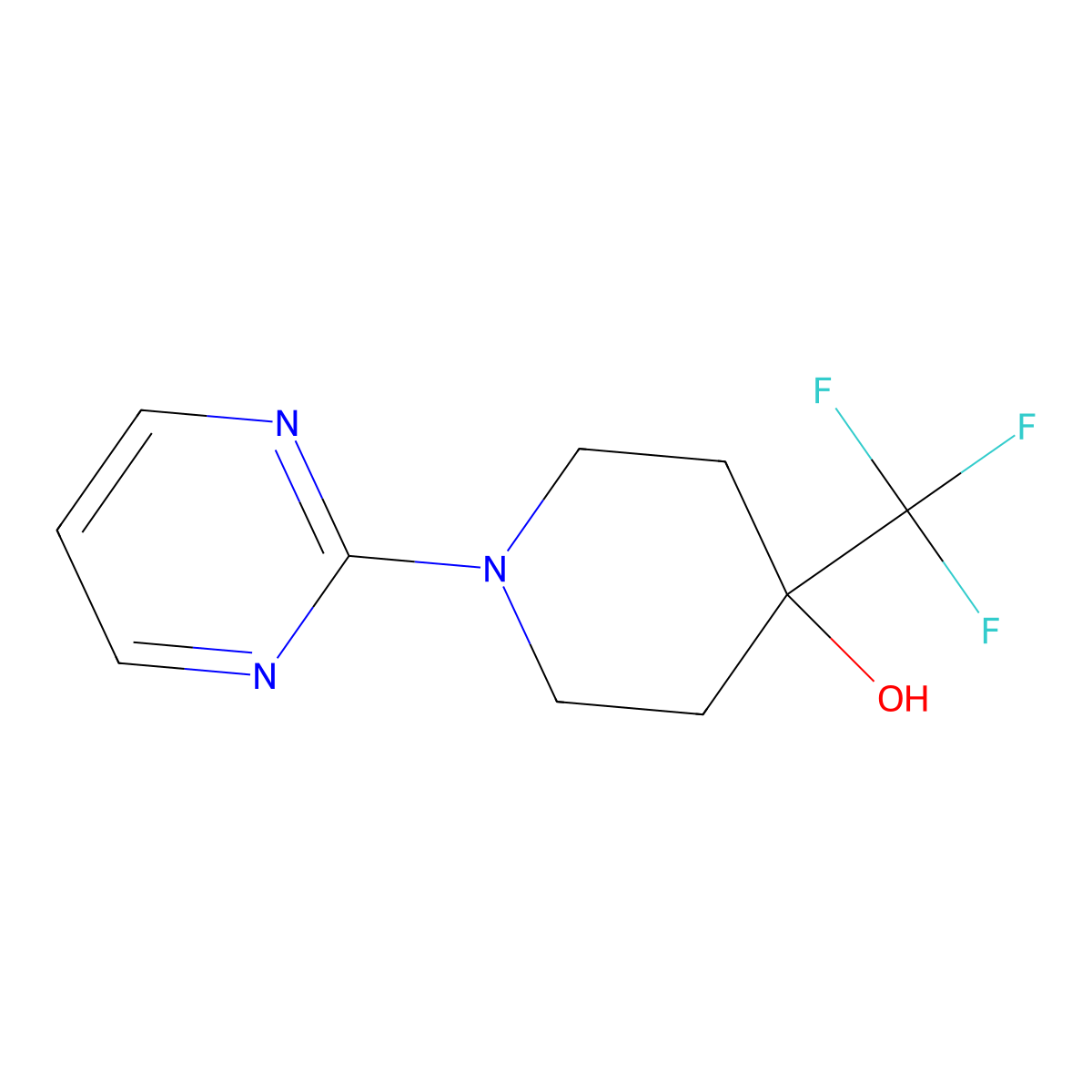 1-(Pyrimidin-2-yl)-4-(trifluoromethyl)piperidin-4-ol molecular structure, CAS 2097937-18-1