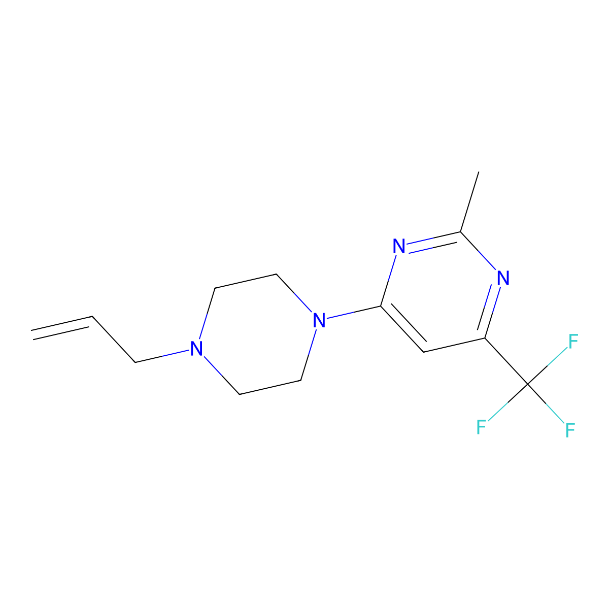 2-Methyl-4-[4-(prop-2-en-1-yl)piperazin-1-yl]-6-(trifluoromethyl)pyrimidine molecular structure, CAS 2097937-19-2