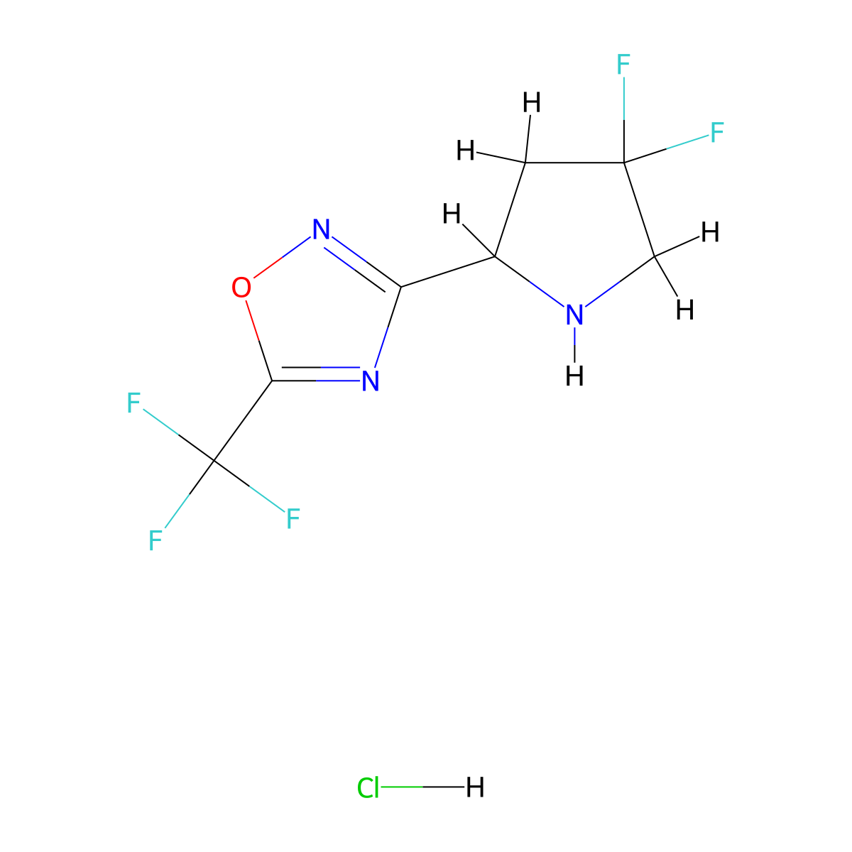 3-(4,4-Difluoropyrrolidin-2-yl)-5-(trifluoromethyl)-1,2,4-oxadiazole hydrochloride molecular structure, CAS 2097937-22-7