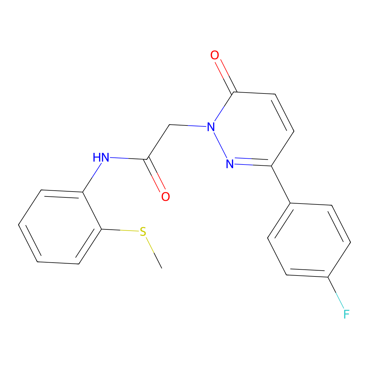2-(3-(4-fluorophenyl)-6-oxopyridazin-1(6H)-yl)-N-(2-(methylthio)phenyl)acetamide molecular structure, CAS 2097937-29-4