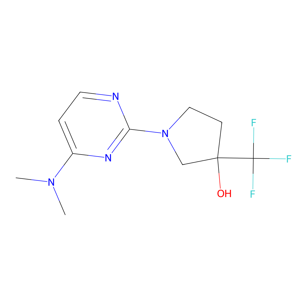 1-[4-(Dimethylamino)pyrimidin-2-yl]-3-(trifluoromethyl)pyrrolidin-3-ol molecular structure, CAS 2097937-30-7