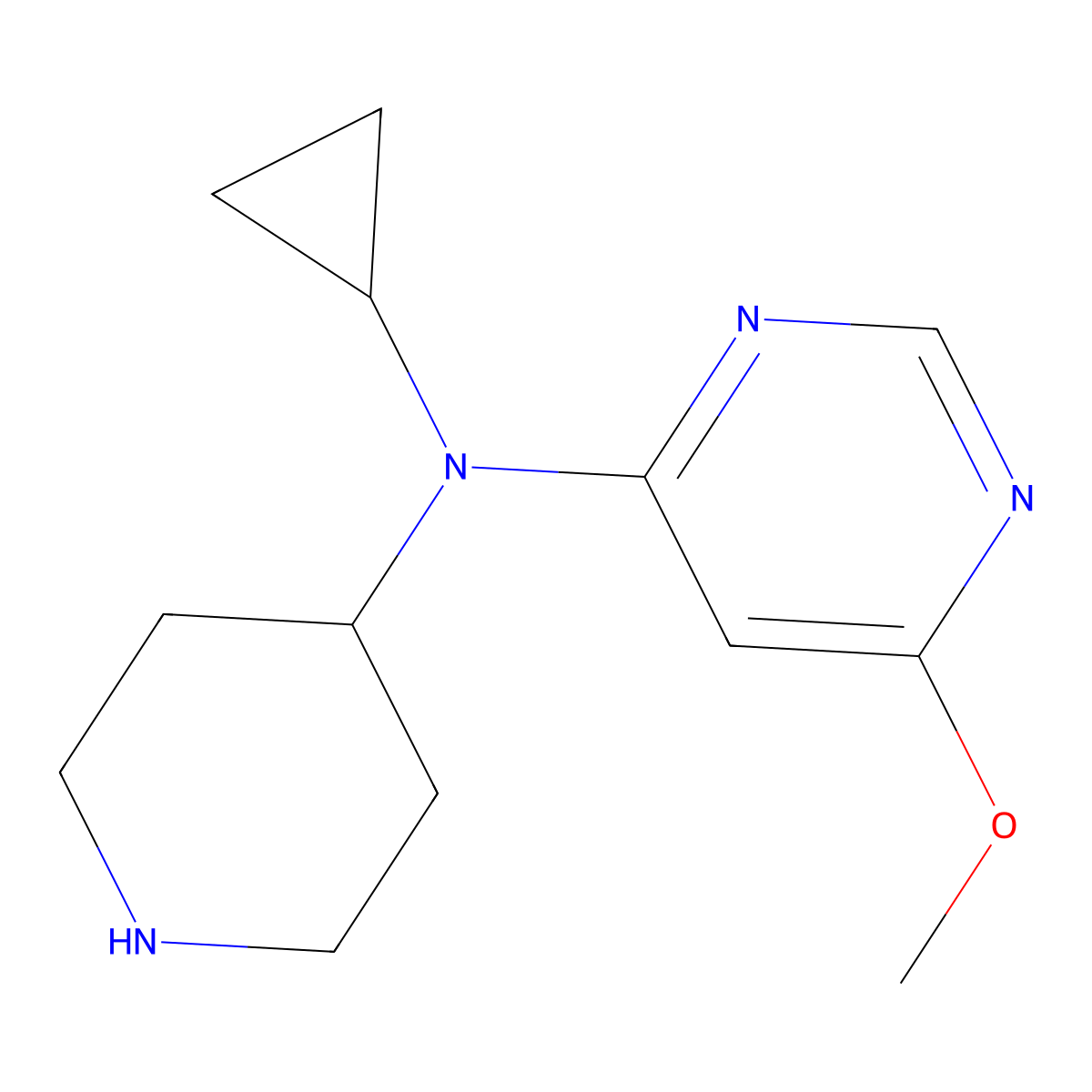 N-cyclopropyl-6-methoxy-N-(piperidin-4-yl)pyrimidin-4-amine molecular structure, CAS 2097937-35-2