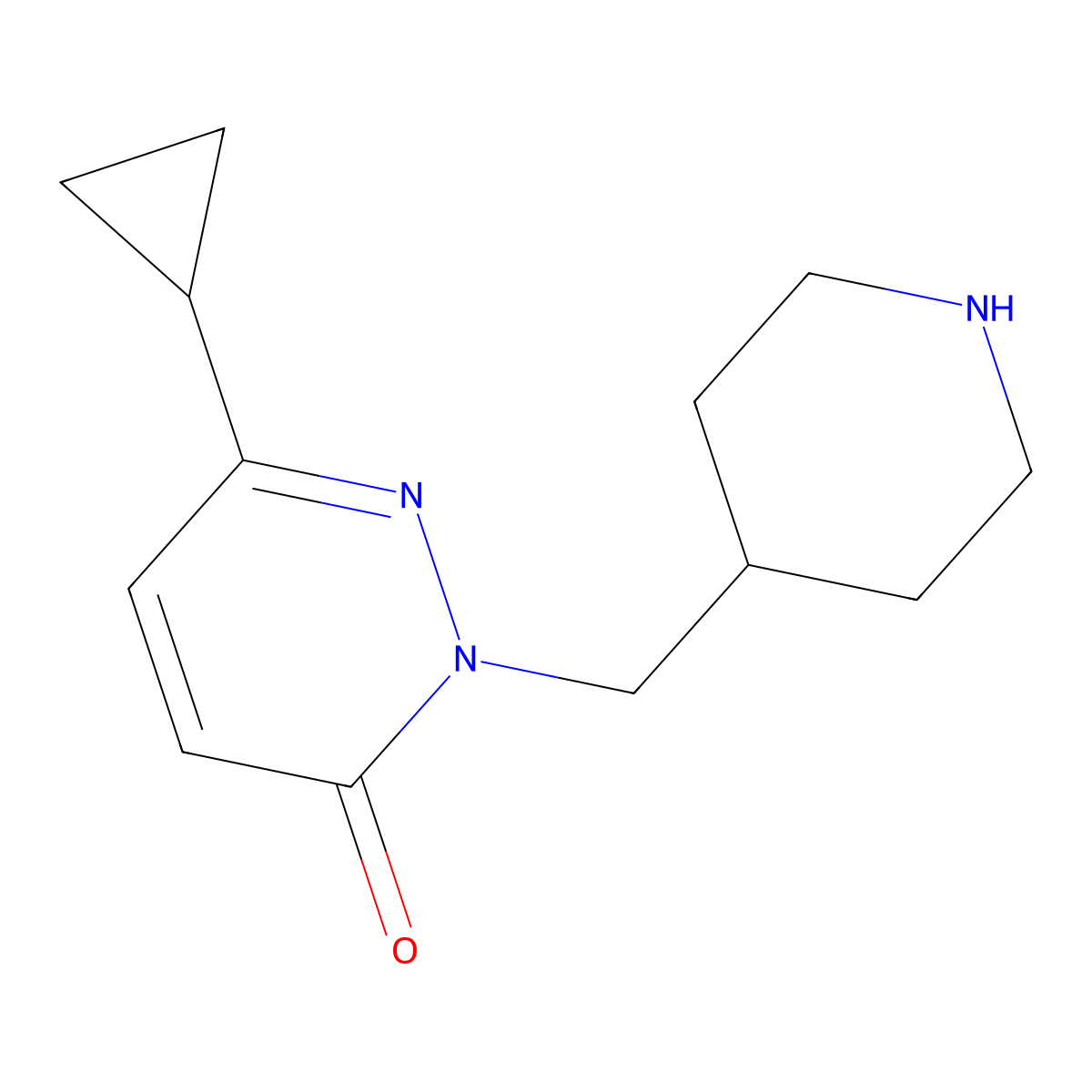 6-Cyclopropyl-2-[(piperidin-4-yl)methyl]-2,3-dihydropyridazin-3-one molecular structure, CAS 2097937-37-4