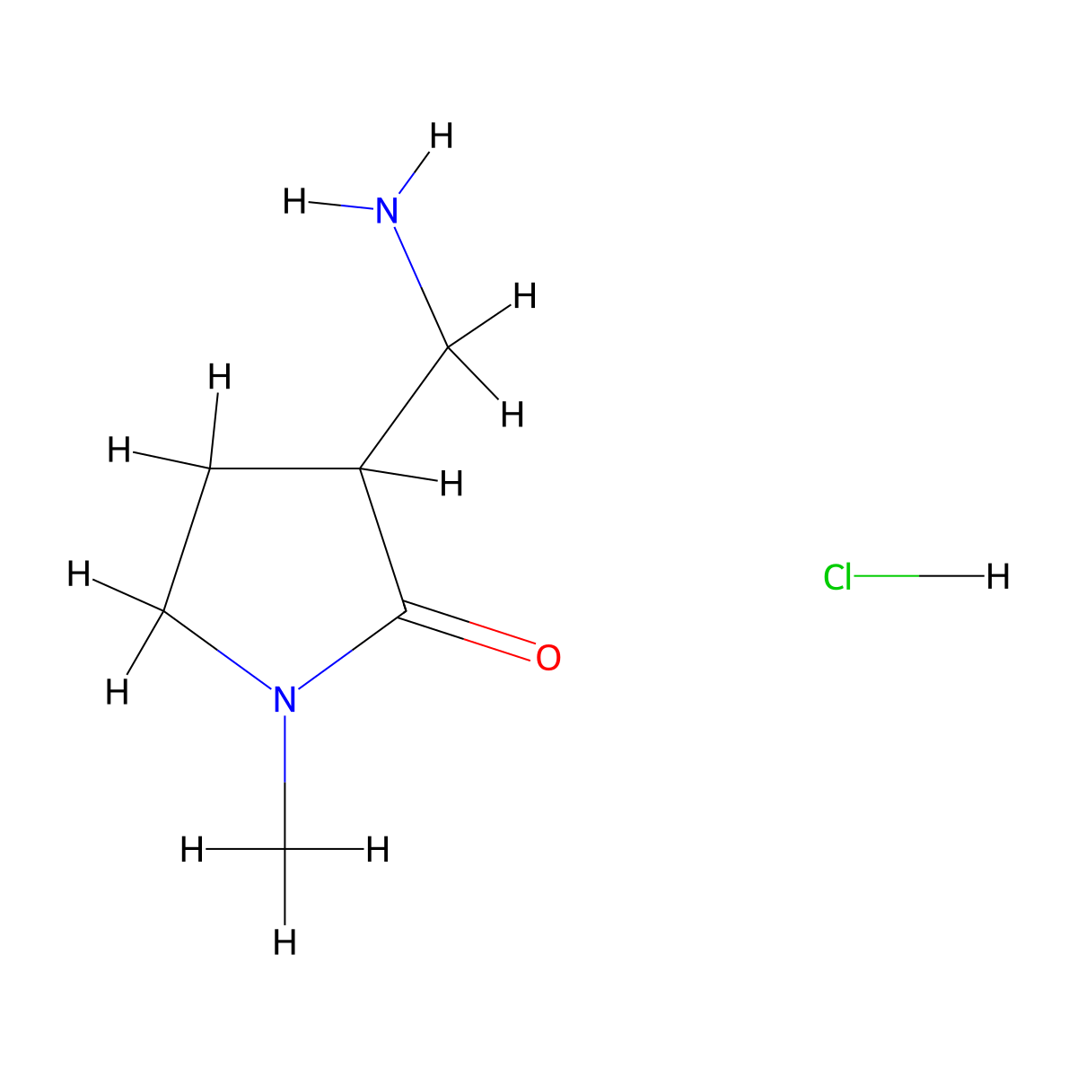 3-(Aminomethyl)-1-methylpyrrolidin-2-one hydrochloride molecular structure, CAS 2097937-38-5