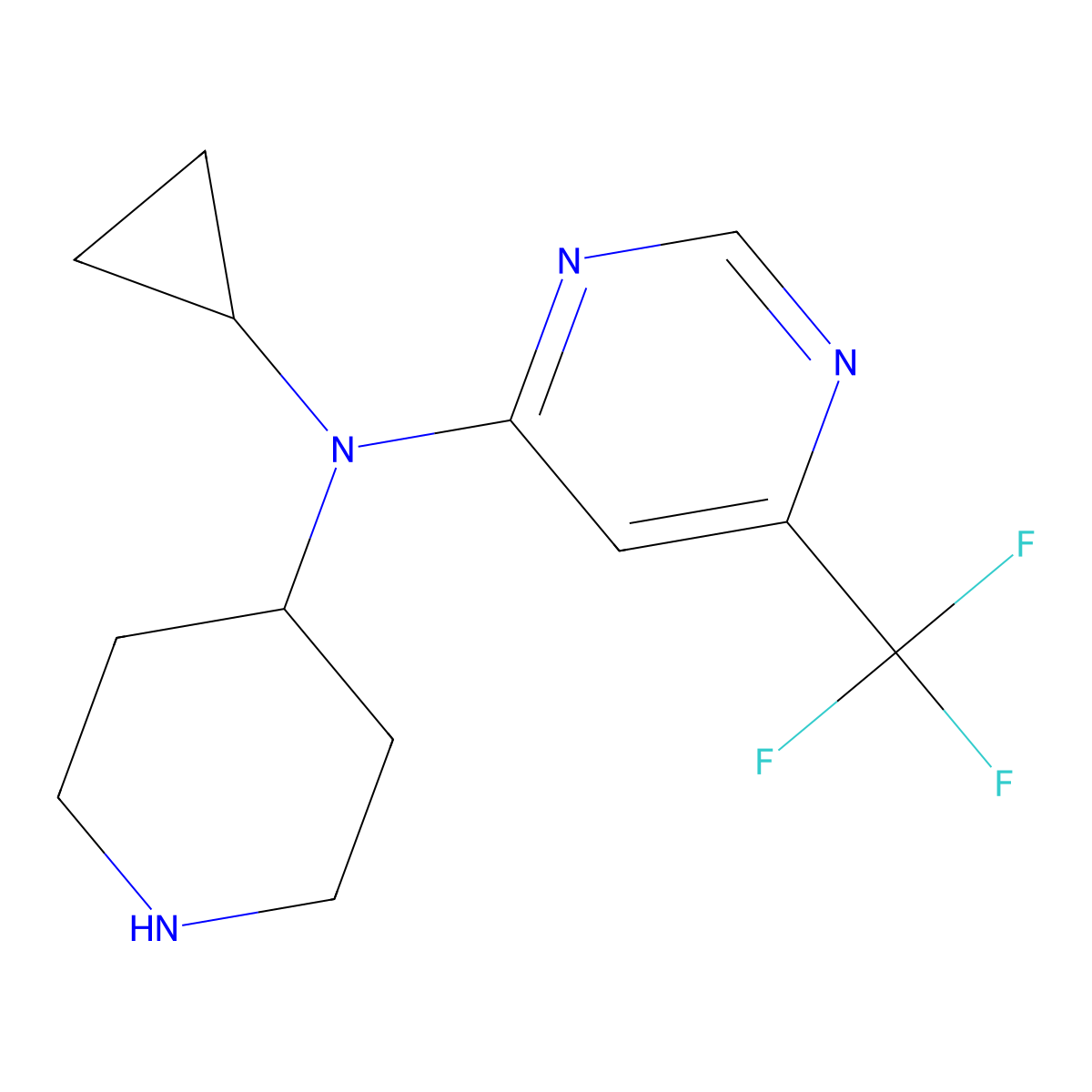 N-cyclopropyl-N-(piperidin-4-yl)-6-(trifluoromethyl)pyrimidin-4-amine molecular structure, CAS 2097937-39-6