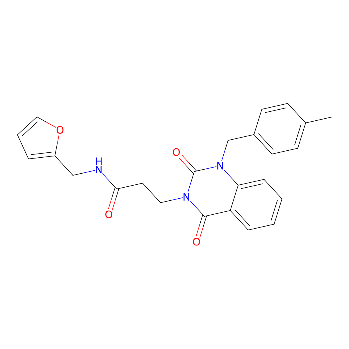 N-[(furan-2-yl)methyl]-3-{1-[(4-methylphenyl)methyl]-2,4-dioxo-1,2,3,4-tetrahydroquinazolin-3-yl}propanamide molecular structure, CAS 2097937-41-0