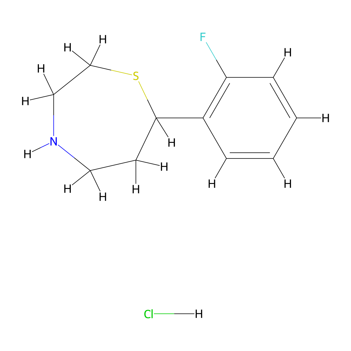 7-(2-Fluorophenyl)-1,4-thiazepane hydrochloride molecular structure, CAS 2097937-48-7