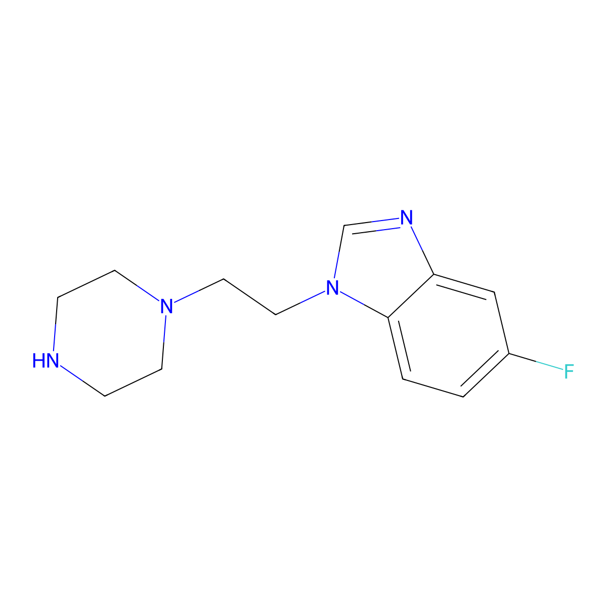 5-Fluoro-1-(2-(piperazin-1-yl)ethyl)-1H-benzo[d]imidazole molecular structure, CAS 2097937-55-6