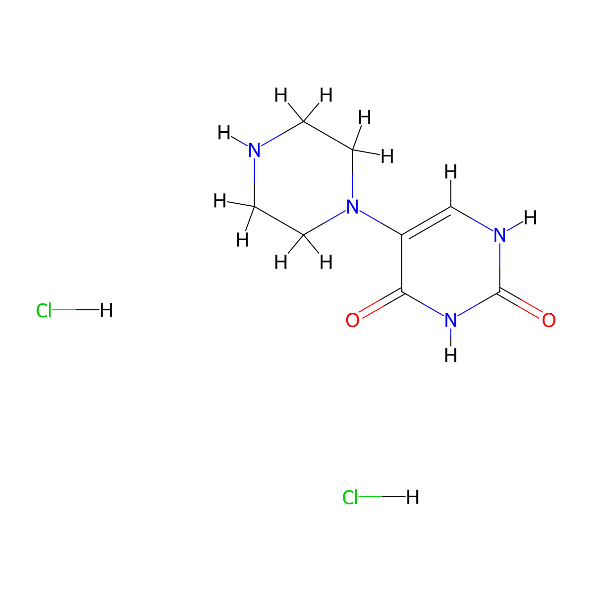 5-(Piperazin-1-yl)-1,2,3,4-tetrahydropyrimidine-2,4-dione dihydrochloride molecular structure, CAS 2097937-56-7