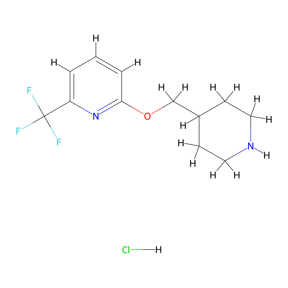 2-[(Piperidin-4-yl)methoxy]-6-(trifluoromethyl)pyridine hydrochloride molecular structure, CAS 2097937-66-9