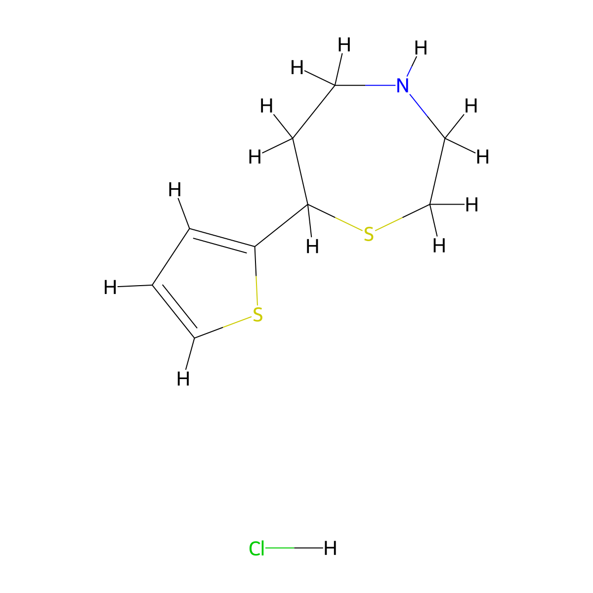 7-(Thiophen-2-yl)-1,4-thiazepane hydrochloride molecular structure, CAS 2097937-67-0