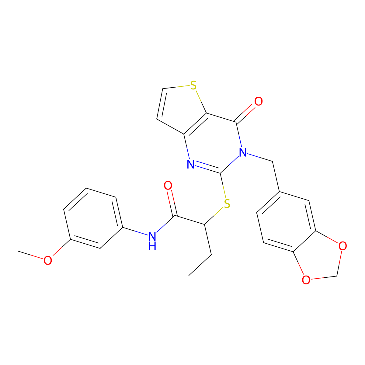2-({3-[(2H-1,3-benzodioxol-5-yl)methyl]-4-oxo-3H,4H-thieno[3,2-d]pyrimidin-2-yl}sulfanyl)-N-(3-methoxyphenyl)butanamide molecular structure, CAS 2097937-80-7