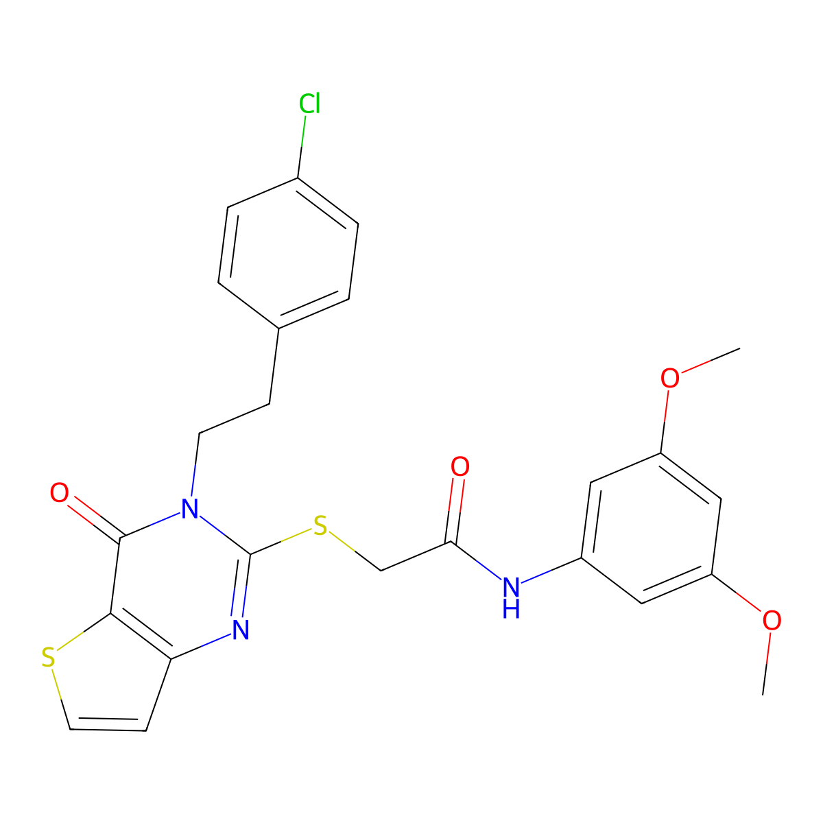 2-({3-[2-(4-chlorophenyl)ethyl]-4-oxo-3H,4H-thieno[3,2-d]pyrimidin-2-yl}sulfanyl)-N-(3,5-dimethoxyphenyl)acetamide molecular structure, CAS 2097937-84-1