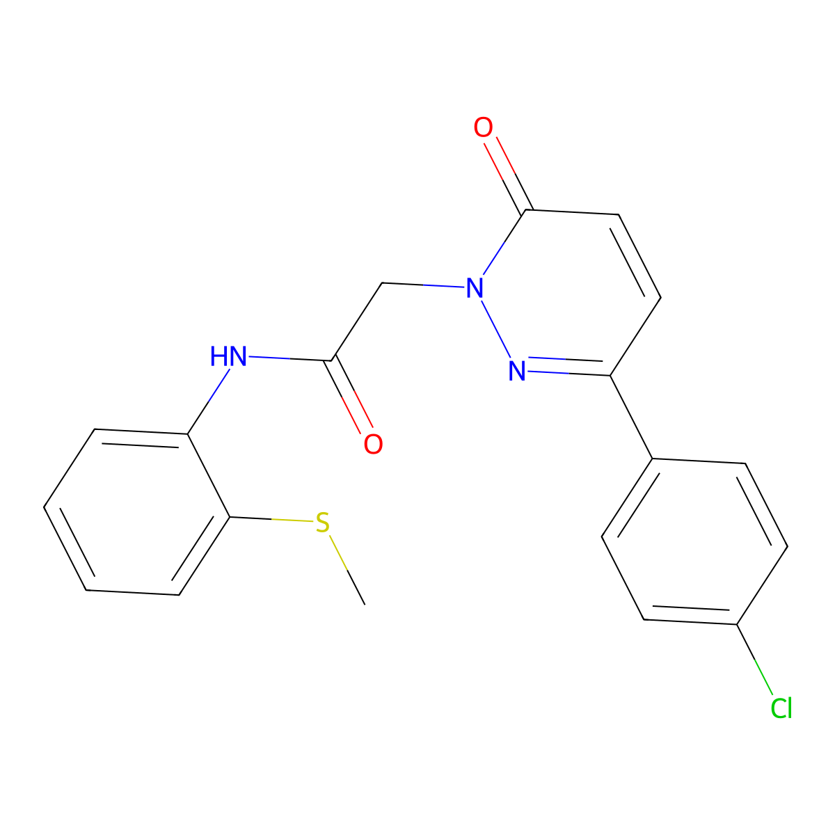 2-(3-(4-chlorophenyl)-6-oxopyridazin-1(6H)-yl)-N-(2-(methylthio)phenyl)acetamide molecular structure, CAS 2097937-88-5
