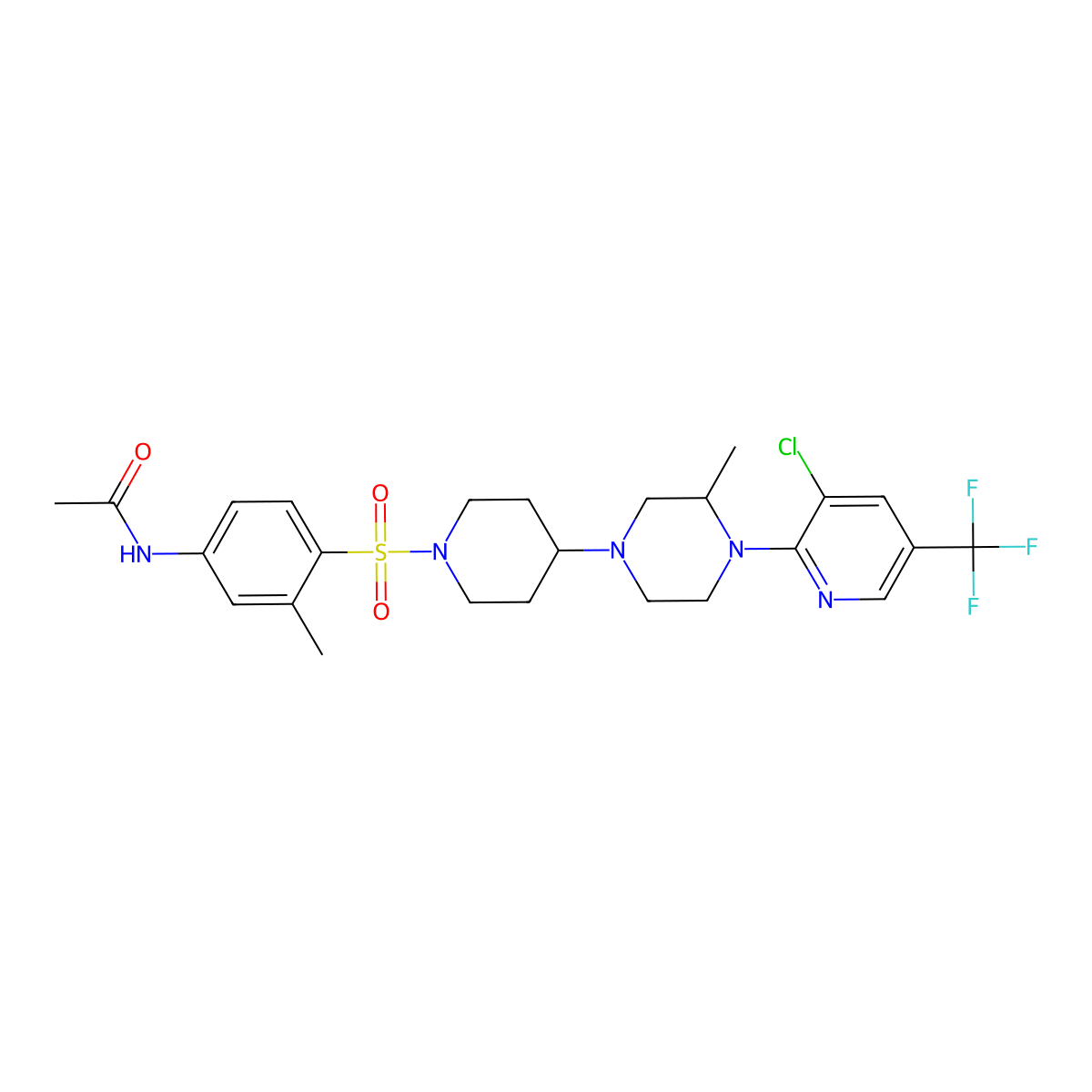 N-{4-[(4-{4-[3-chloro-5-(trifluoromethyl)pyridin-2-yl]-3-methylpiperazin-1-yl}piperidin-1-yl)sulfonyl]-3-methylphenyl}acetamide molecular structure, CAS 2097937-95-4