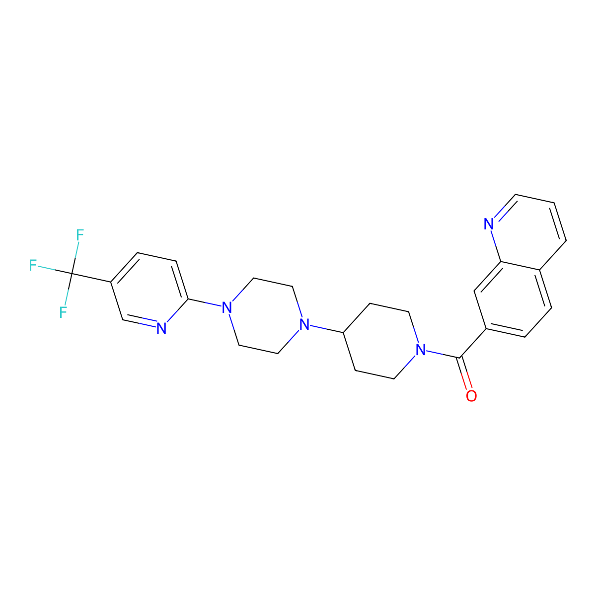 7-(4-{4-[5-(Trifluoromethyl)pyridin-2-yl]piperazin-1-yl}piperidine-1-carbonyl)quinoline molecular structure, CAS 2097937-99-8