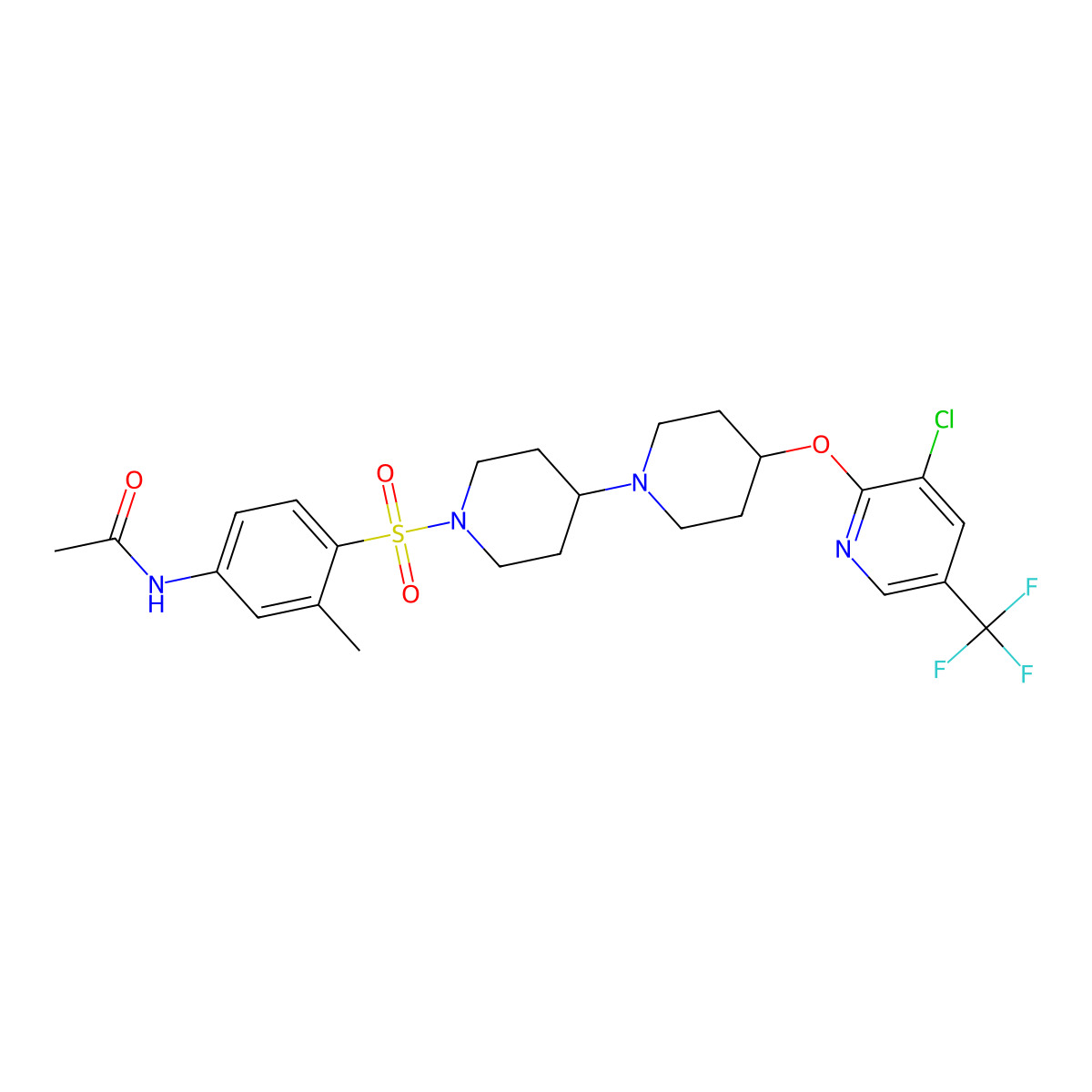 N-{4-[(4-{[3-chloro-5-(trifluoromethyl)pyridin-2-yl]oxy}-[1,4'-bipiperidine]-1'-yl)sulfonyl]-3-methylphenyl}acetamide molecular structure, CAS 2097938-22-0