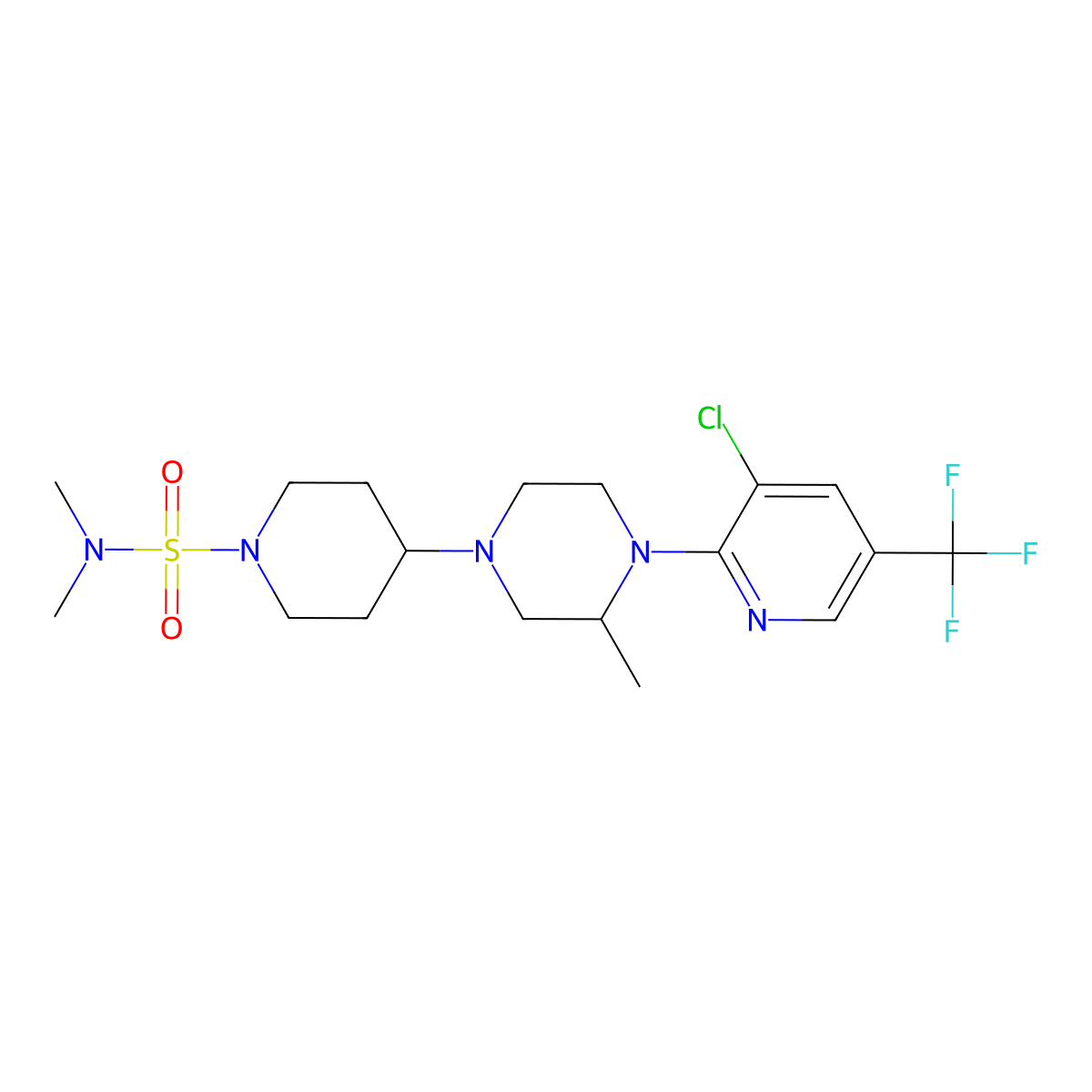 4-{4-[3-chloro-5-(trifluoromethyl)pyridin-2-yl]-3-methylpiperazin-1-yl}-N,N-dimethylpiperidine-1-sulfonamide molecular structure, CAS 2097938-28-6