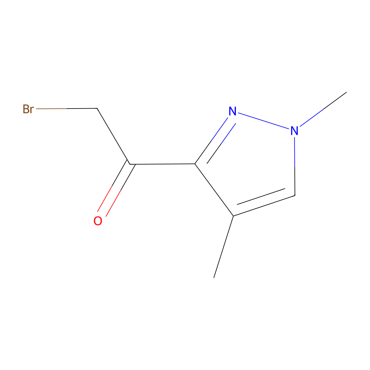 2-Bromo-1-(1,4-dimethyl-1H-pyrazol-3-yl)ethanone molecular structure, CAS 2097938-49-1