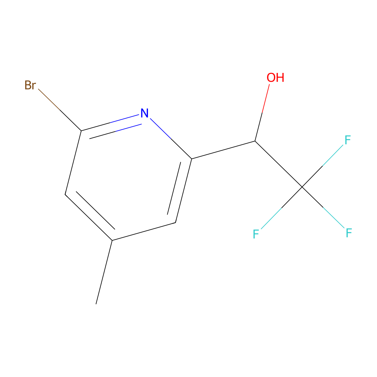 2-Pyridinemethanol, 6-bromo-4-methyl-alpha-(trifluoromethyl)- molecular structure, CAS 2097938-50-4