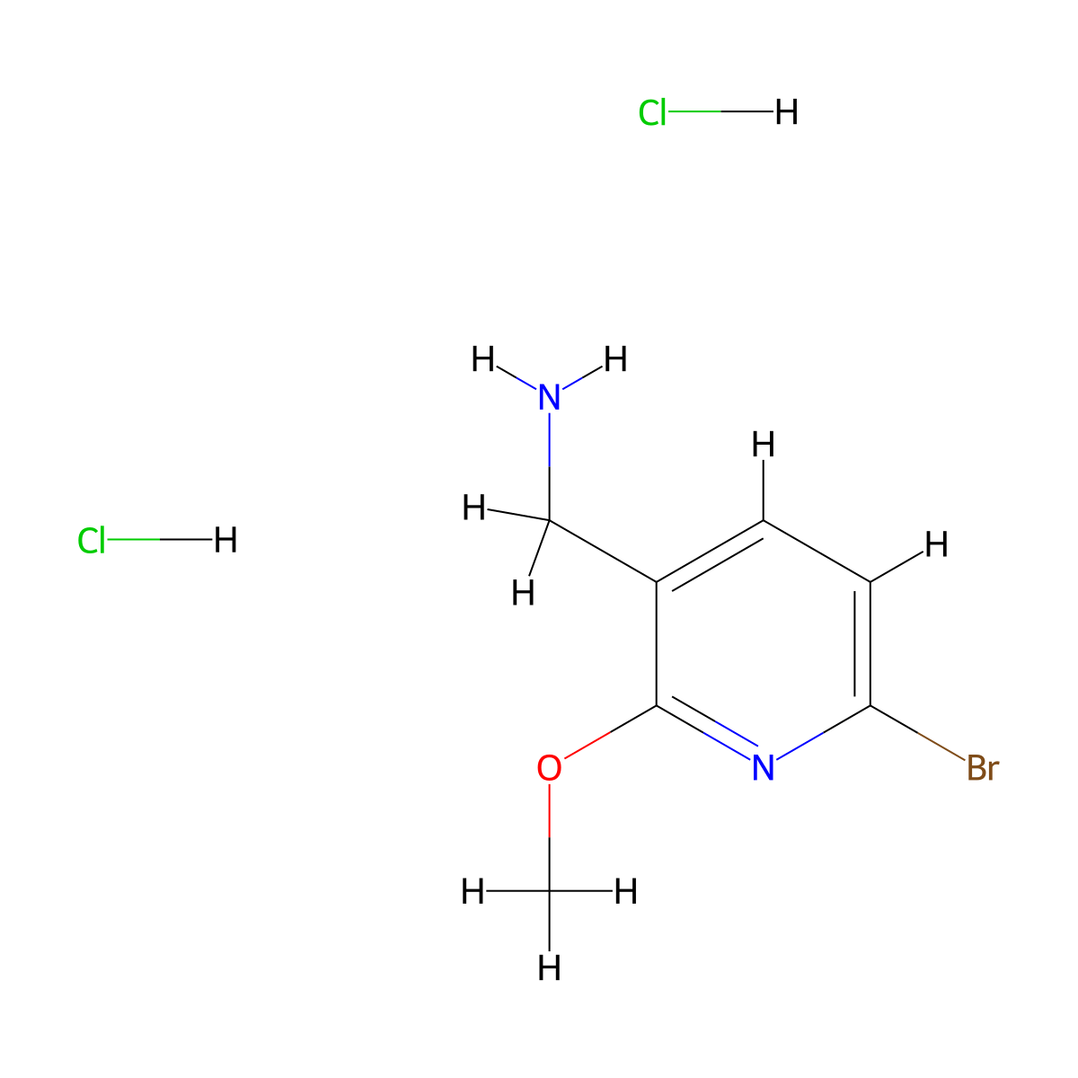 (6-Bromo-2-methoxypyridin-3-yl)methanamine dihydrochloride molecular structure, CAS 2097938-54-8
