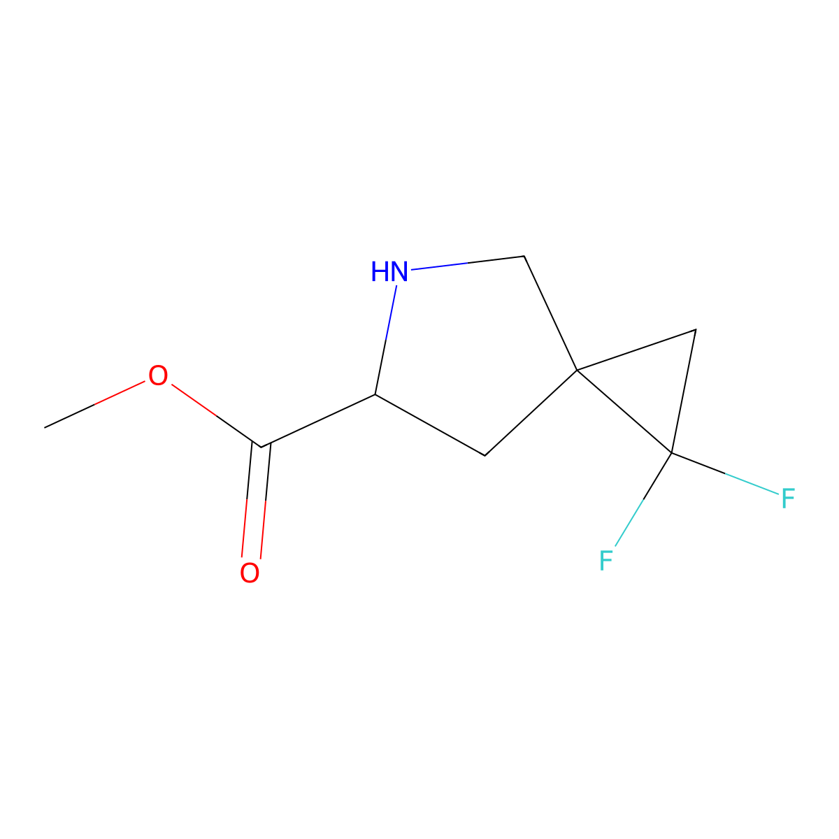 Methyl 1,1-difluoro-5-azaspiro[2.4]heptane-6-carboxylate molecular structure, CAS 2097944-39-1