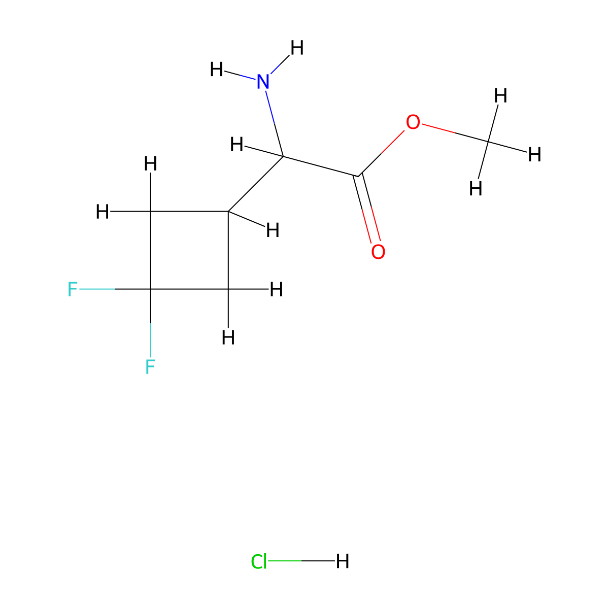 Methyl 2-amino-2-(3,3-difluorocyclobutyl)acetate hydrochloride molecular structure, CAS 2097944-96-0