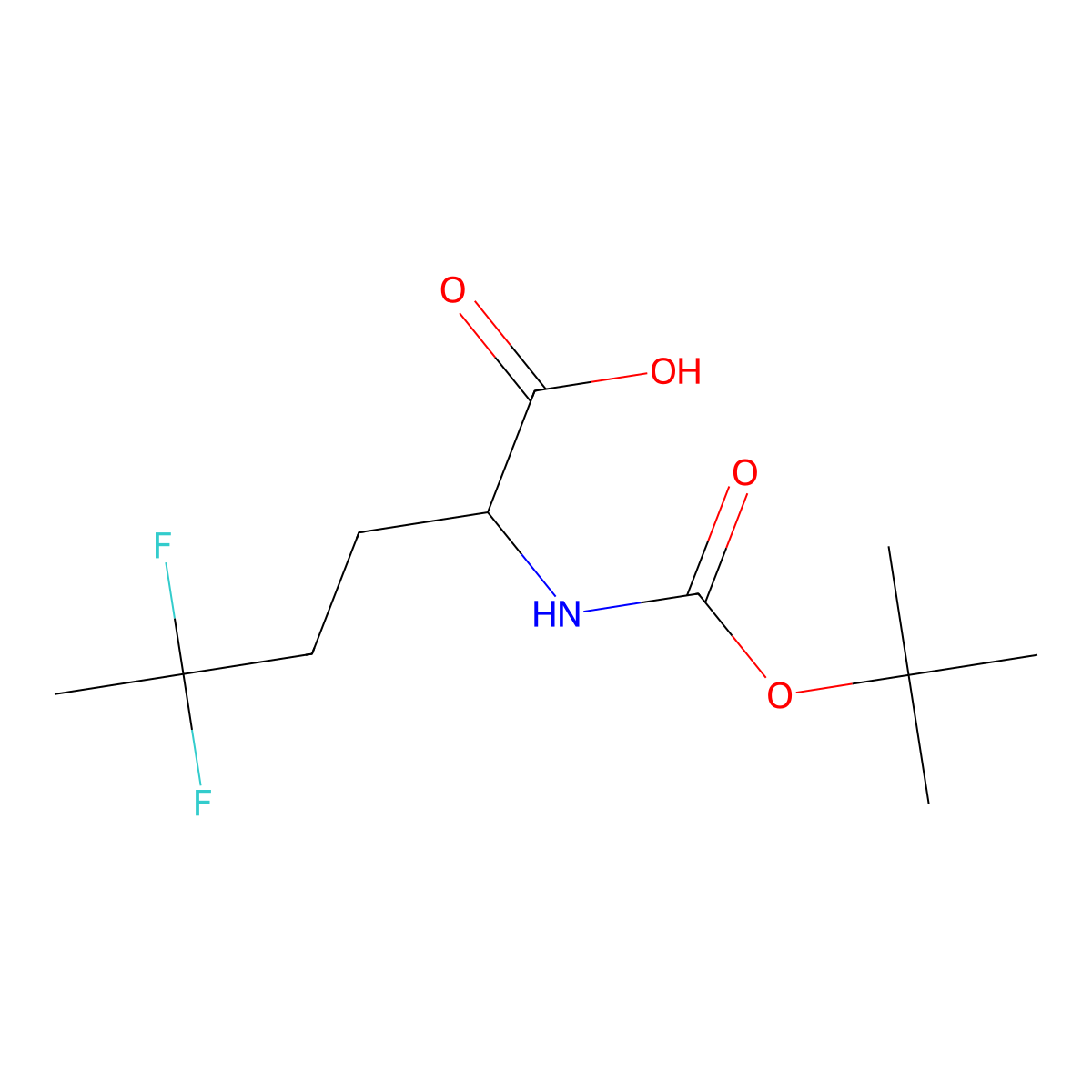 2-(((Tert-butoxy)carbonyl)amino)-5,5-difluorohexanoic acid molecular structure, CAS 2097946-77-3
