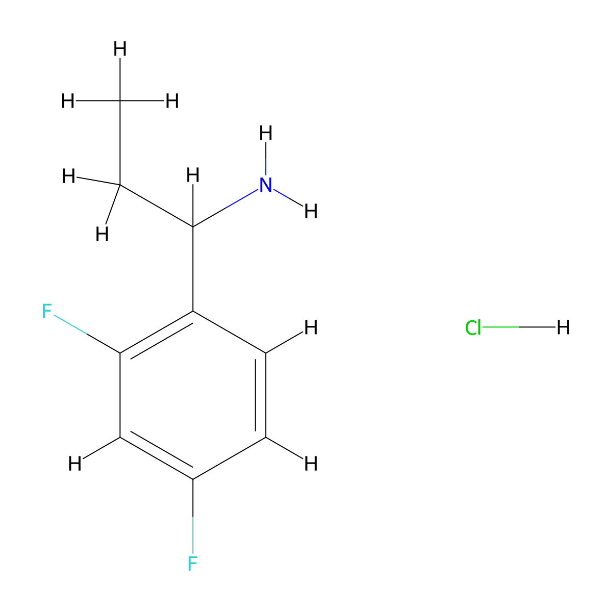 1-(2,4-Difluorophenyl)propan-1-amine hydrochloride molecular structure, CAS 2097949-66-9