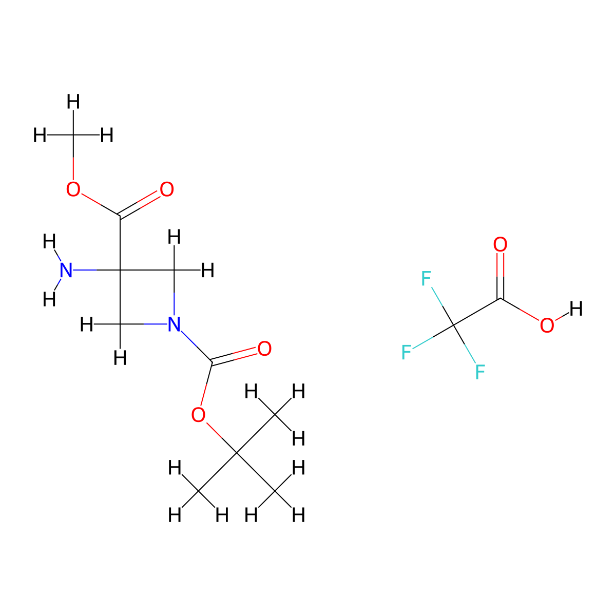 1-Tert-butyl 3-methyl 3-aminoazetidine-1,3-dicarboxylate; trifluoroacetic acid molecular structure, CAS 2097953-60-9