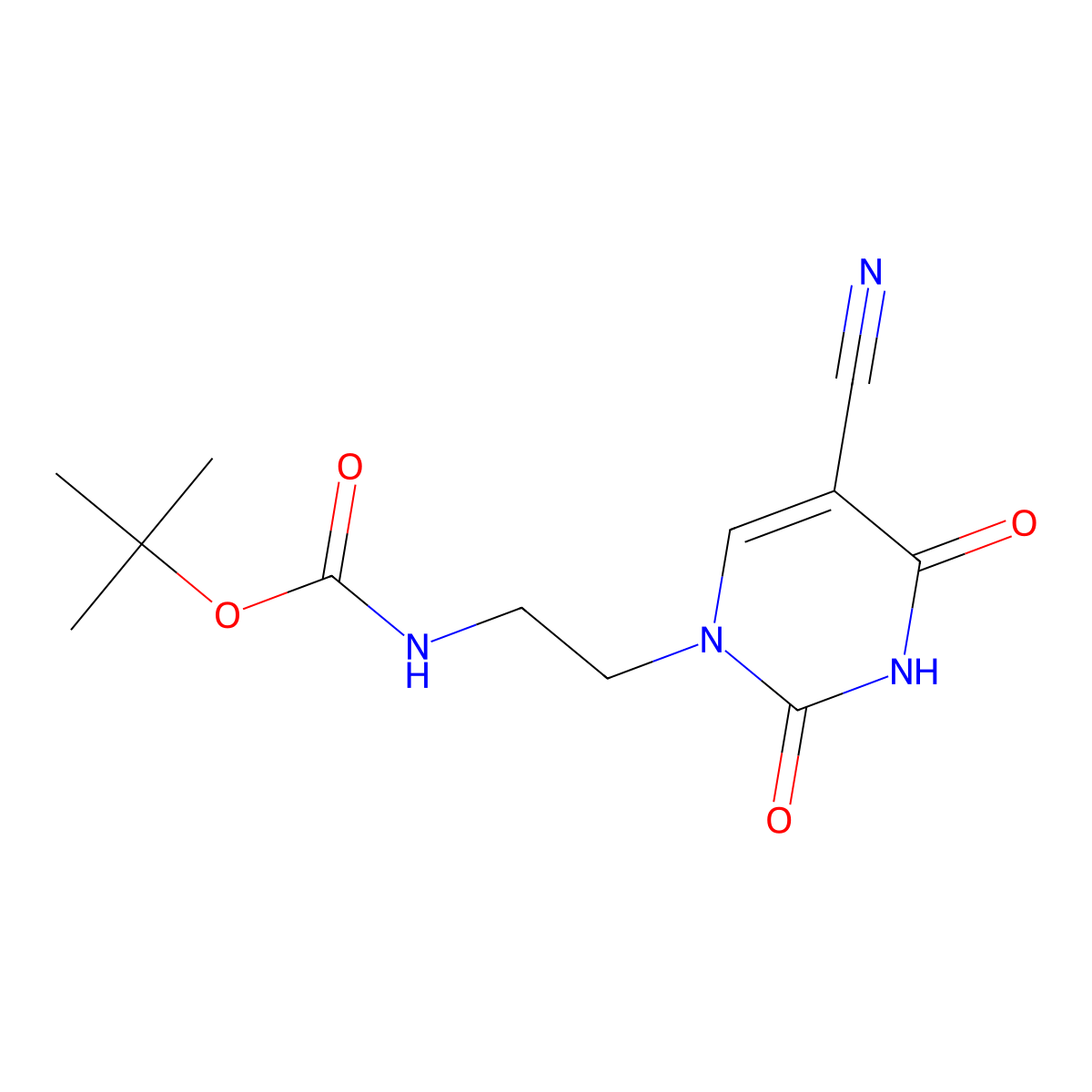 tert-butyl (2-(5-cyano-2,4-dioxo-3,4-dihydropyrimidin-1(2H)-yl)ethyl)carbamate molecular structure, CAS 2097953-62-1