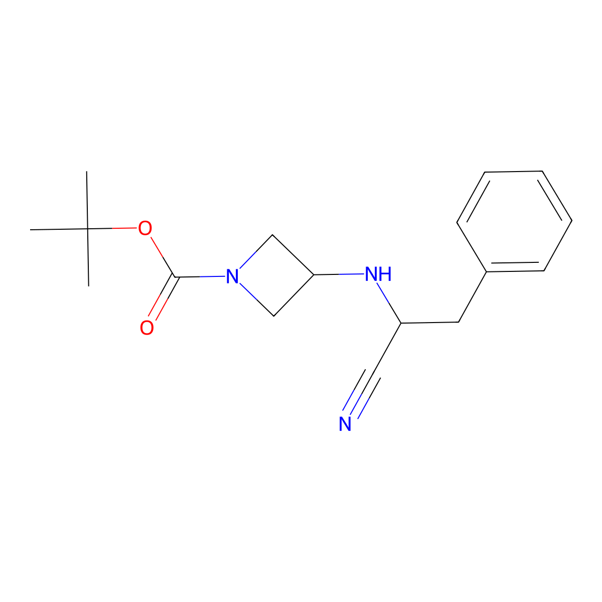 Tert-butyl 3-((1-cyano-2-phenylethyl)amino)azetidine-1-carboxylate molecular structure, CAS 2097953-81-4
