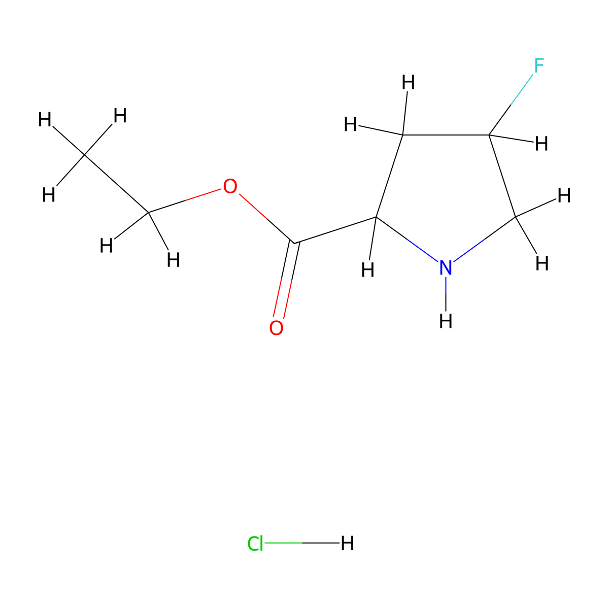 Ethyl 4-fluoropyrrolidine-2-carboxylate hydrochloride molecular structure, CAS 2097955-65-0