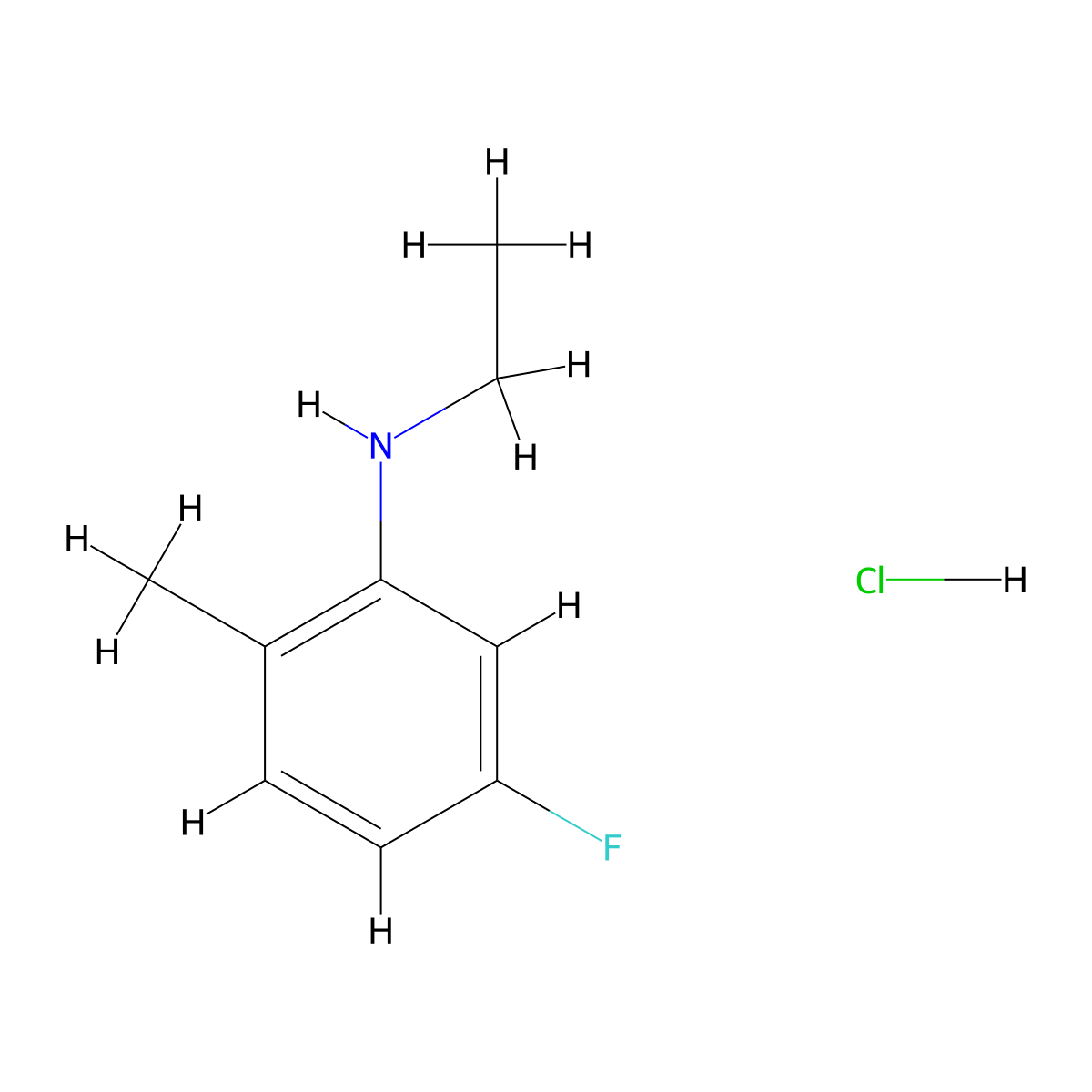 N-ethyl-5-fluoro-2-methylaniline hydrochloride molecular structure, CAS 2097955-98-9