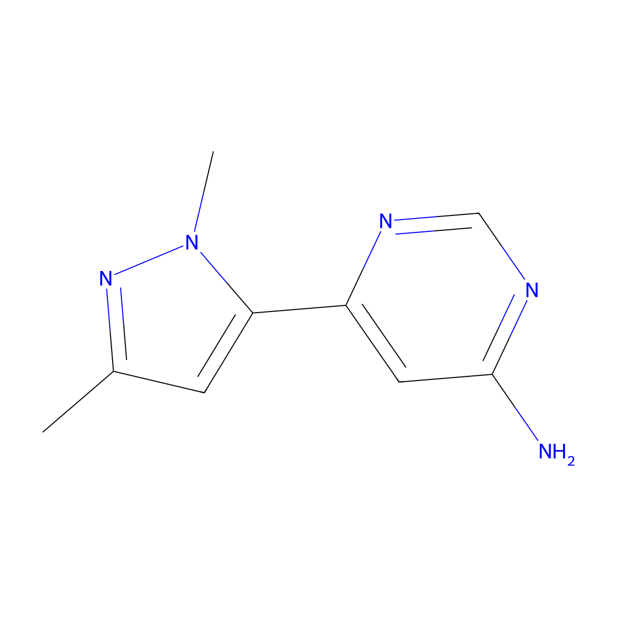 6-(1,3-dimethyl-1H-pyrazol-5-yl)pyrimidin-4-amine molecular structure, CAS 2097957-04-3