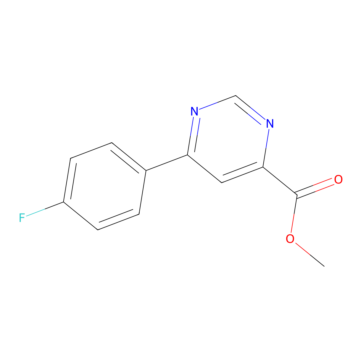 Methyl 6-(4-fluorophenyl)pyrimidine-4-carboxylate molecular structure, CAS 2097957-70-3