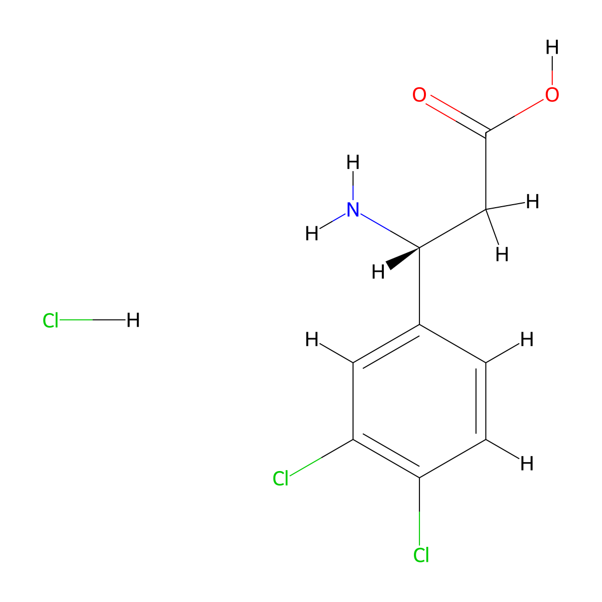 (R)-3-Amino-3-(3,4-dichlorophenyl)propanoic acid hydrochloride molecular structure, CAS 2097958-05-7