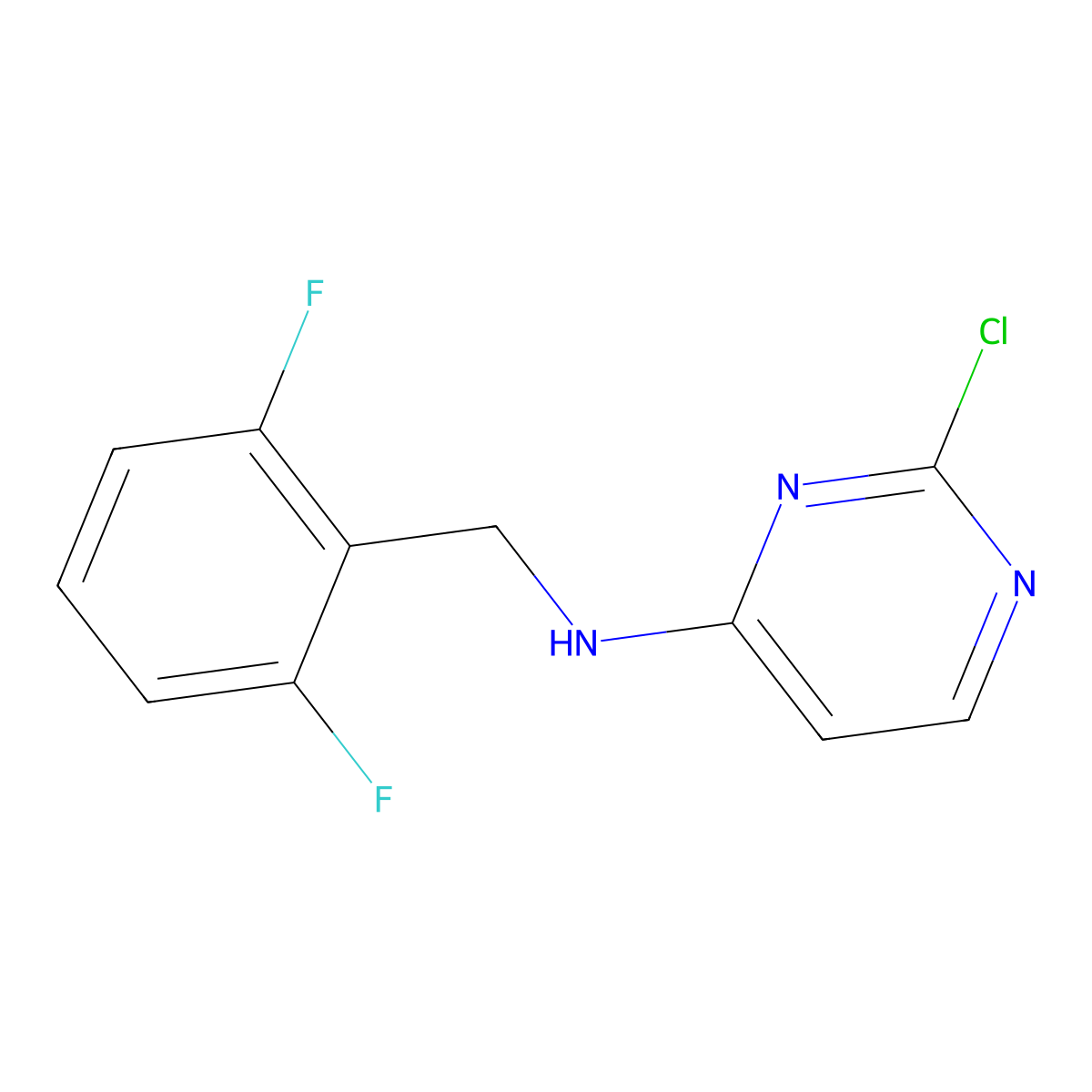 2-chloro-N-(2,6-difluorobenzyl)pyrimidin-4-amine molecular structure, CAS 2097958-36-4