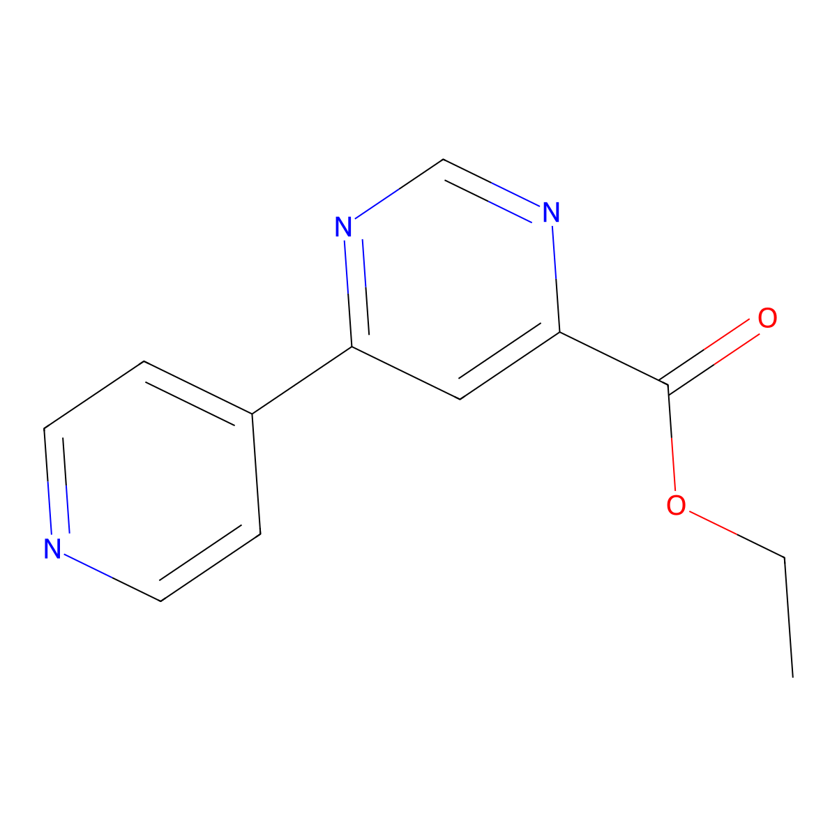 Ethyl 6-(pyridin-4-yl)pyrimidine-4-carboxylate molecular structure, CAS 2097958-49-9