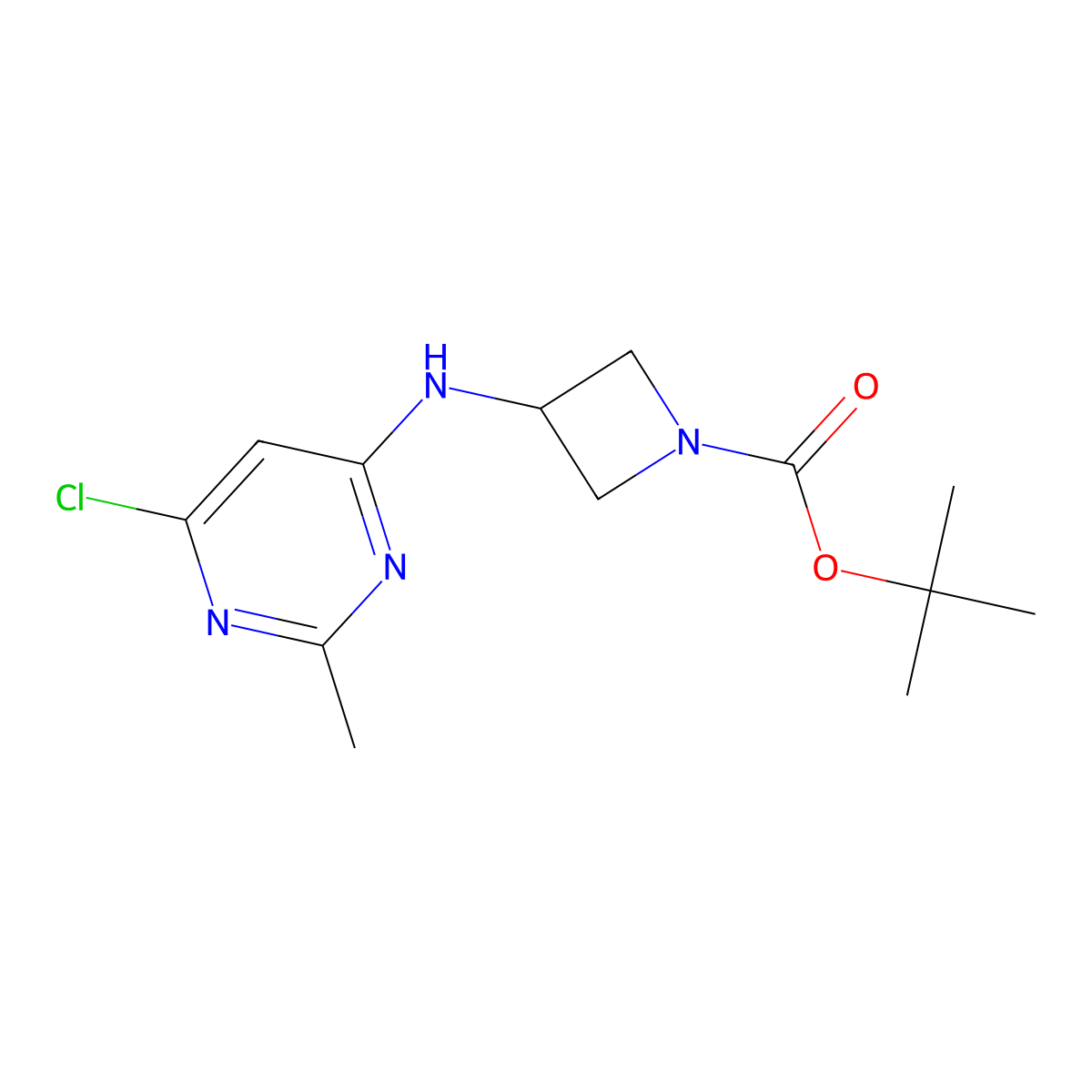 Tert-butyl 3-((6-chloro-2-methylpyrimidin-4-yl)amino)azetidine-1-carboxylate molecular structure, CAS 2097958-53-5