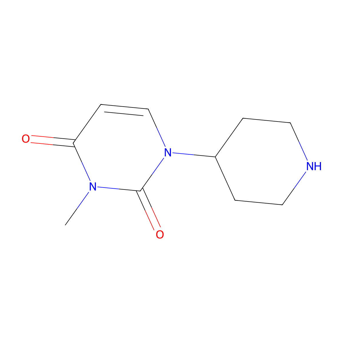 3-methyl-1-(piperidin-4-yl)pyrimidine-2,4(1H,3H)-dione molecular structure, CAS 2097959-97-0