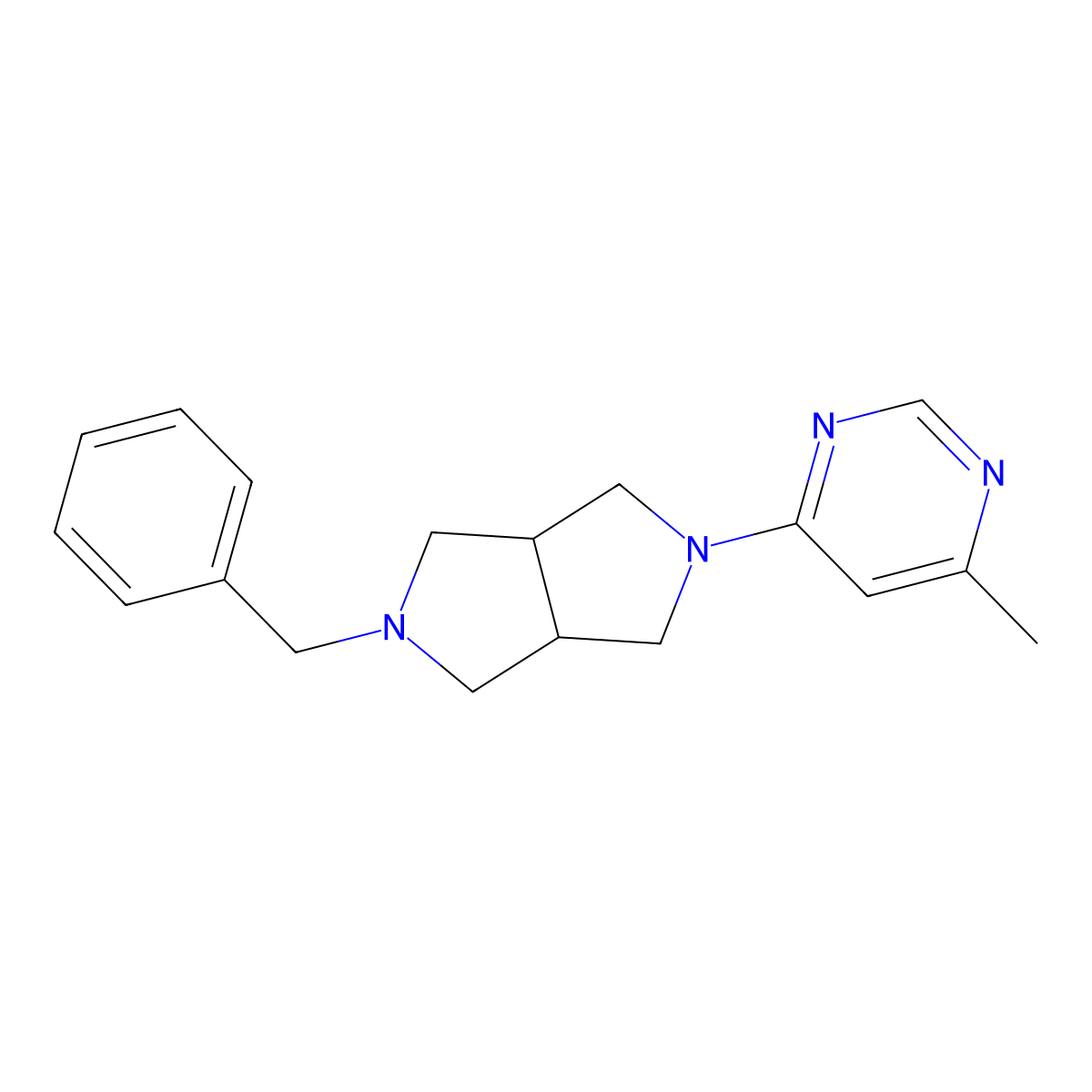 2-Benzyl-5-(6-methylpyrimidin-4-yl)octahydropyrrolo[3,4-c]pyrrole molecular structure, CAS 2097962-50-8