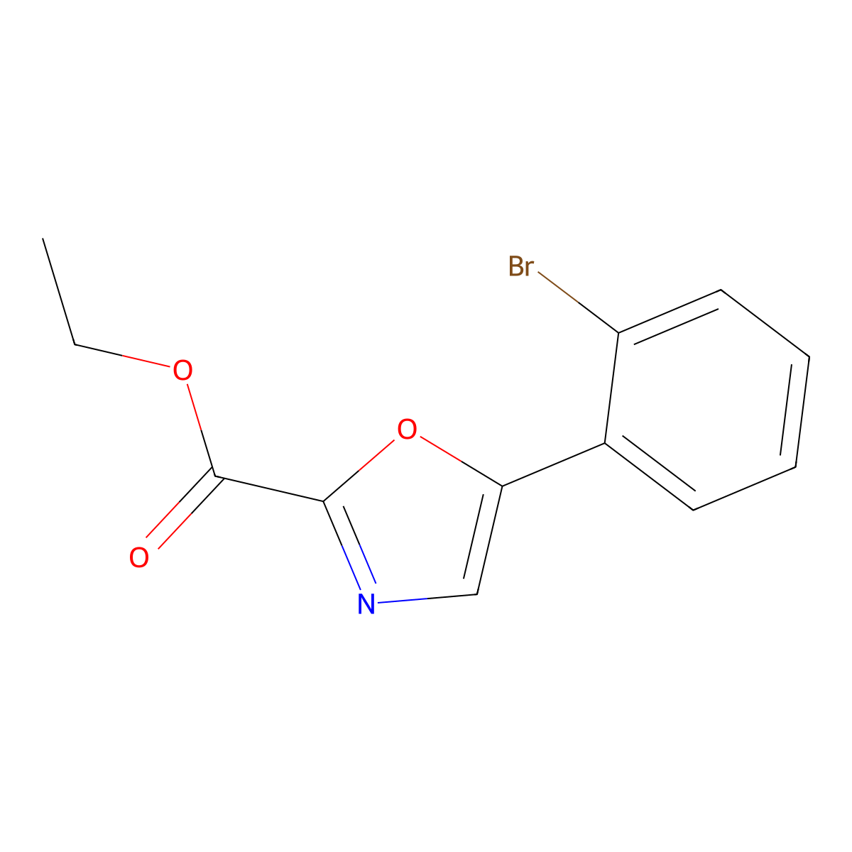 Ethyl 5-(2-bromophenyl)oxazole-2-carboxylate molecular structure, CAS 2097963-40-9
