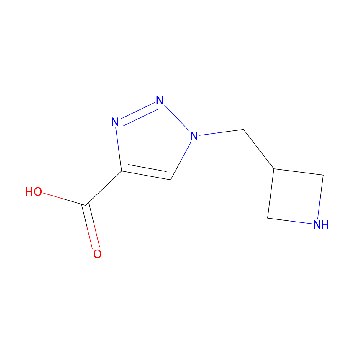 1-(azetidin-3-ylmethyl)-1H-1,2,3-triazole-4-carboxylic acid molecular structure, CAS 2097964-74-2
