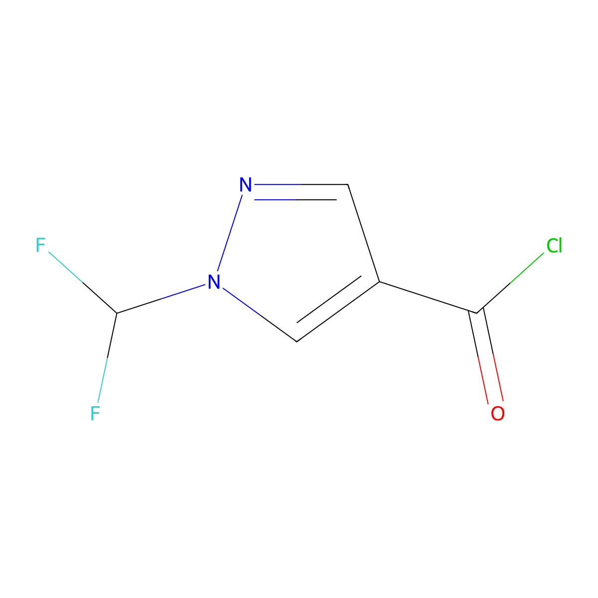 1-(difluoromethyl)-1H-pyrazole-4-carbonyl chloride molecular structure, CAS 2097964-94-6