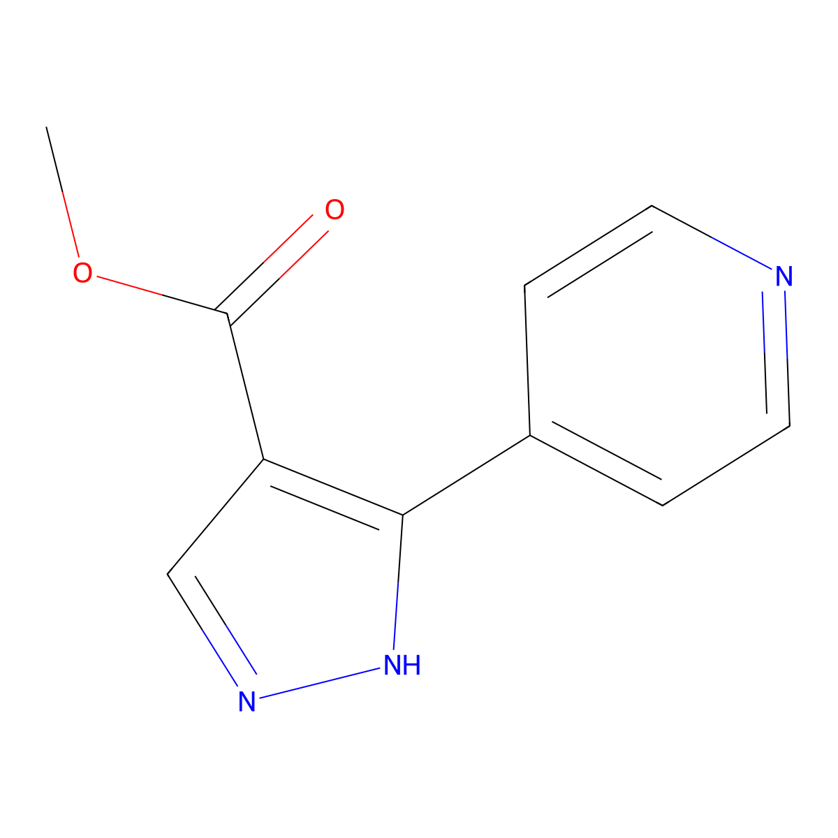 methyl 3-(pyridin-4-yl)-1H-pyrazole-4-carboxylate molecular structure, CAS 2097965-08-5