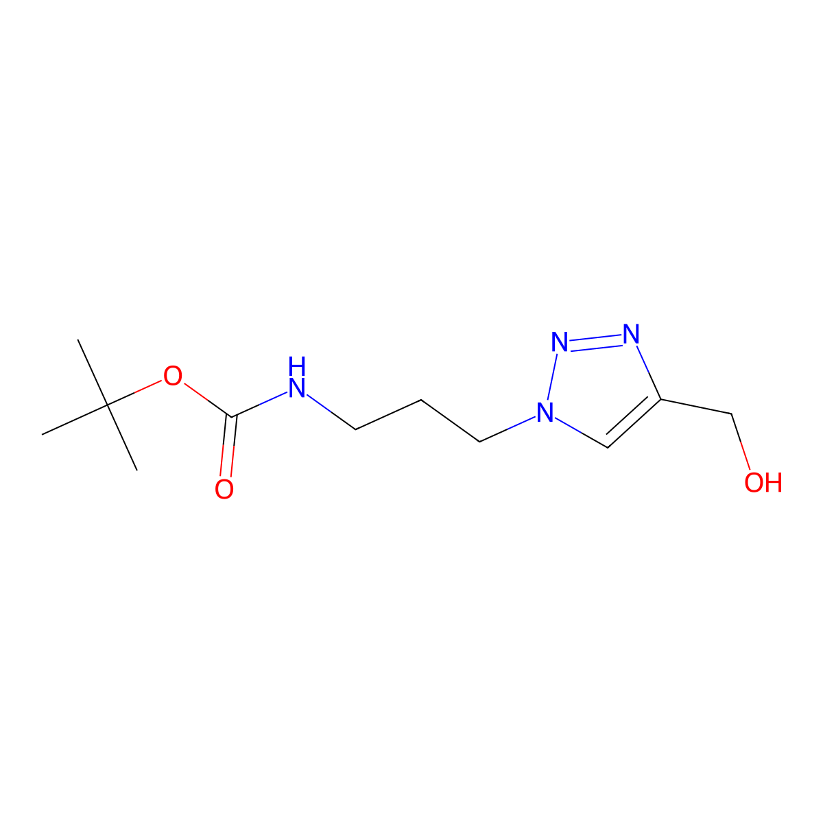 tert-butyl (3-(4-(hydroxymethyl)-1H-1,2,3-triazol-1-yl)propyl)carbamate molecular structure, CAS 2097965-20-1