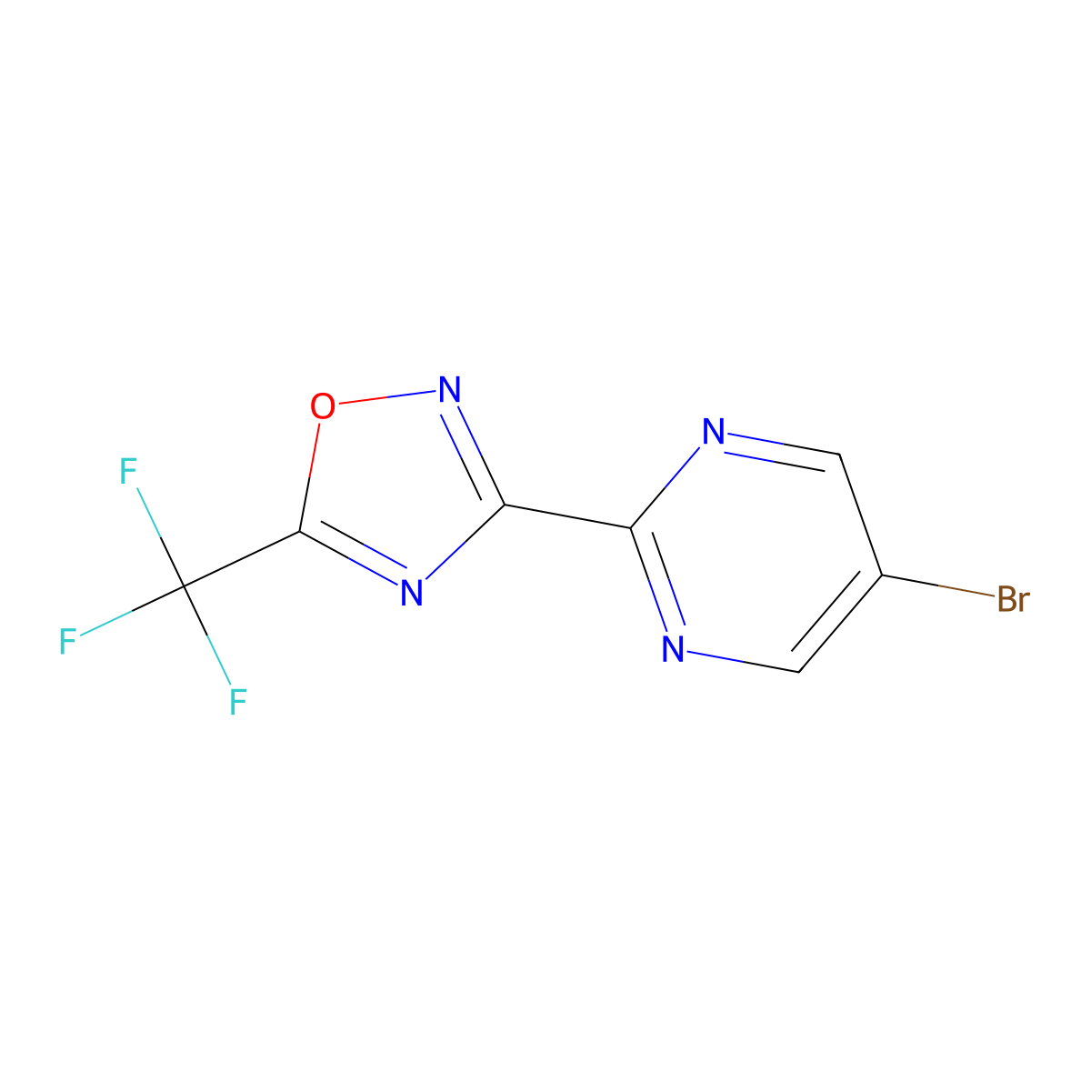 5-Bromo-2-[5-(trifluoromethyl)-1,2,4-oxadiazol-3-yl]pyrimidine molecular structure, CAS 2097965-28-9